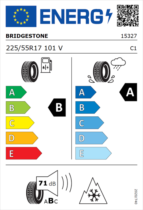 Tyre Label for Bridgestone Blizzak LM005 225/55R17 101V